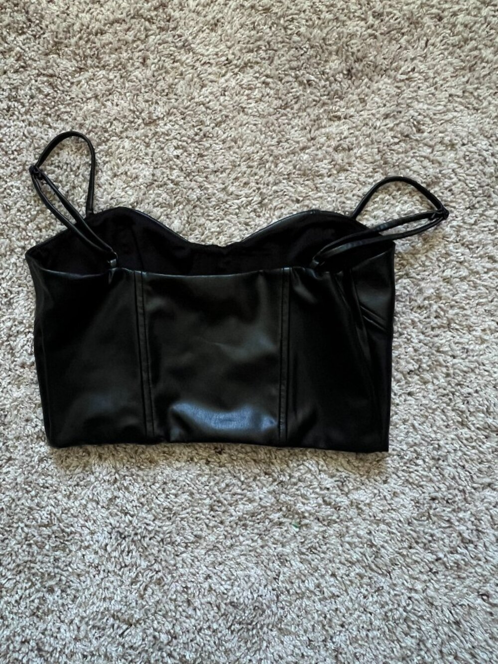 Express Faux Leather Crop Top Corset Bustier Small Body Contour Going Out Top - Picture 2 of 6